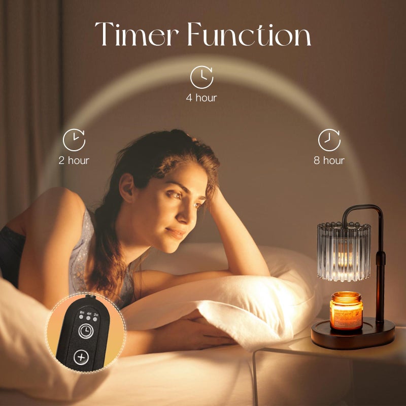 Candeldo Candle Warmer Lamp with Timer: Black Candle Warming Lamp Height Adjustable Wax Melt Warmer Dimmable Modern Farmhouse New Home Bedroom Decor Mothers Day Housewarming Gift for Women - Image 3