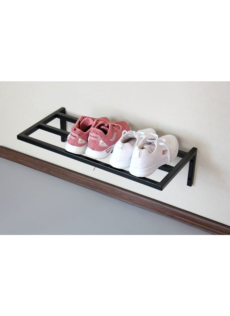 INDIAN DECOR INDIAN DECOR 21406 Metal Shelf For Storing Shoes Loft Shoe Rack Metal Shoe Industrial Metal Metal product For Gift Stand Shoe Rack Metal For Hallway Black LARGE 80cm  - Image 1