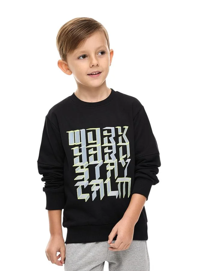 victor and jane Victor And Jane Boys Black Round Neck Sweatshirt