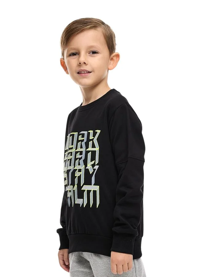 victor and jane Victor And Jane Boys Black Round Neck Sweatshirt