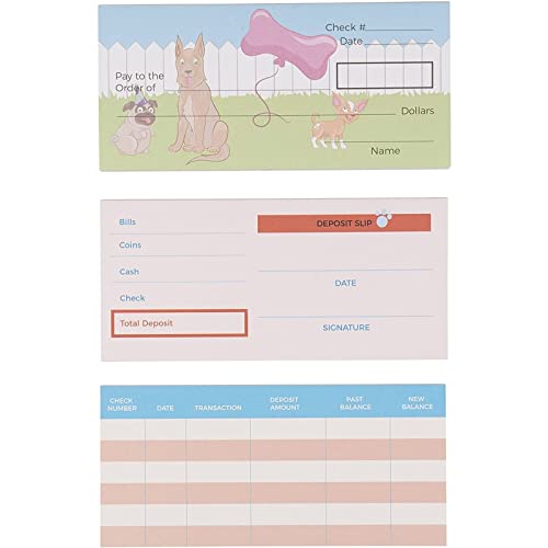 Infinite Curiosity Kids Learning Checkbook Set Multicolor Dog Theme 150 Sheets 6 x 27 in Homeschooling Essentials Teaching Supplies Pretend Checkbook Deposit Slips Coins for Kids - Image 1