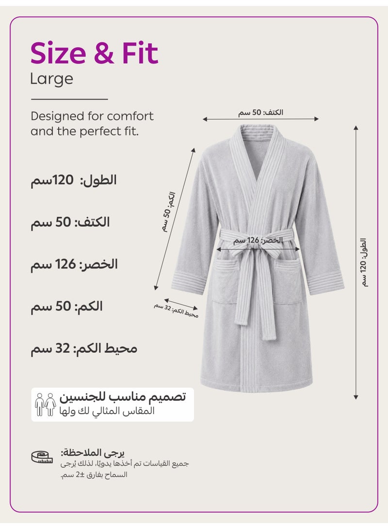 Donetella 1-Pcs Unisex  Bathrobe  L Size - Kimono Collar, Highly Absorbent, Quick Dry, Soft Spa Robe with Belt & Pockets - Microfiber 330 GSM, Everyday Use - Image 4