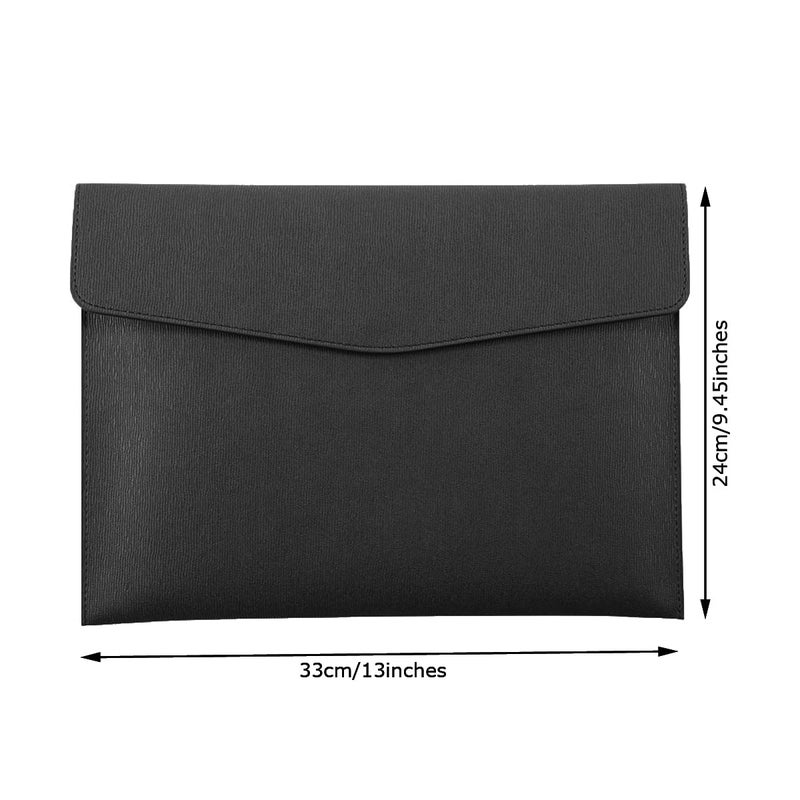 Enyuwlcm PU Leather A4 File Folder Document Holder Waterproof Portfolio Envelope Folder Case with Snap Closure Black - Image 2