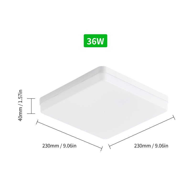 LEDs Ceiling Light Flush Mounting 36W Square Ceiling Lamp for Kitchen Bedroom Hallway (6500-7000K White Light) - Image 3