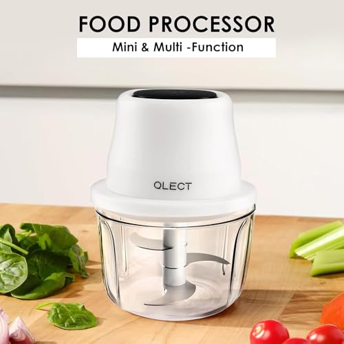 QLECT Electric Mini Chopper, USB Rechargeable Garlic Chopper with Stainless Steel Blades, Portable Food Processor for Onion, Nuts, Ginger, Vegetables & Baby Food (350ml, White) - Image 3