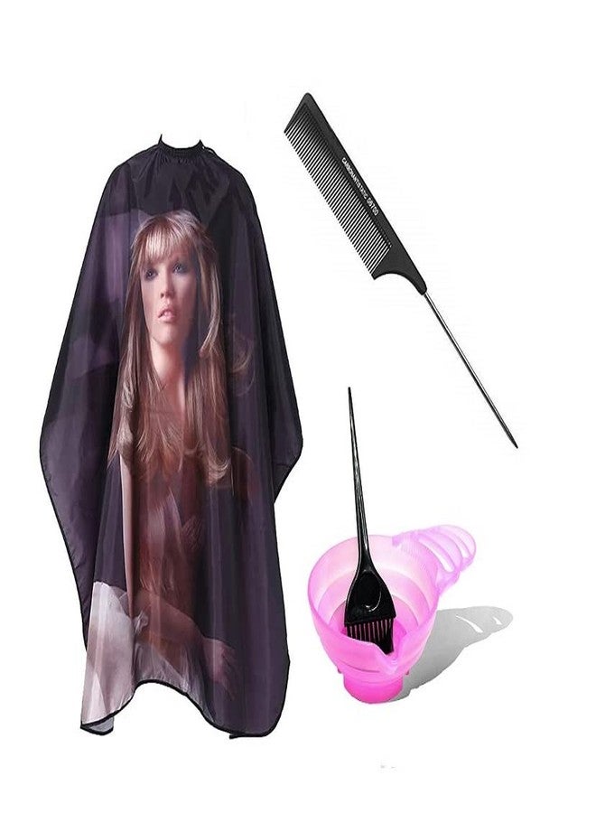 Utkarsh Combo Of Hair Dye Bowl Brush,Plastic 06700 Comb And Printed Hair Cutting Sheet Hair Accessory Set - Image 1
