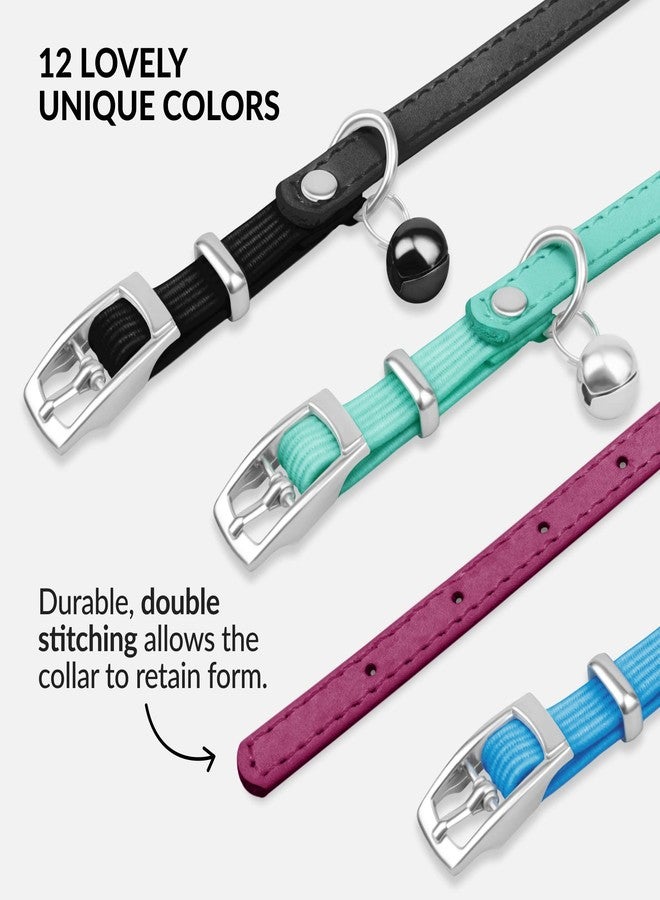 CollarDirect Soft Leather Cat Collar with Safety Elastic Strap - Pink - Image 5