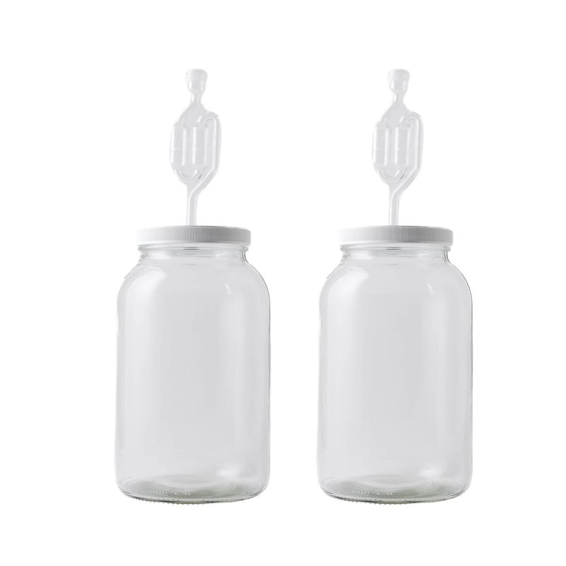 FastRack One gallon Wide Mouth Jar with Drilled Lid & Twin Bubble Airlock-Set of 2, multicolor - Image 1