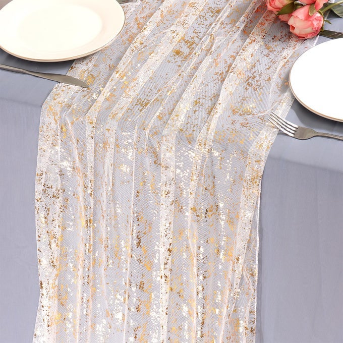 2PCS GOLD TABLE RUNNER 70X300CM GLITTER TABLE RUNNERS FOR DINING TABLE GOLD FOIL TABLE RUNNER FOR WEDDING CHRISTMAS BABY SHOWER VALENTINES PARTY BIRTHDAY TABLE DECORATIONS CENTREPIECE