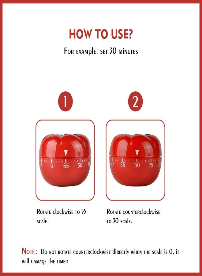Jayron JR-WG017 Kitchen Cooking Timer Tomato Cartoon Mechanical Countdown Hour Meter for Cooking Homework Baking Learning Body-Building - Image 2