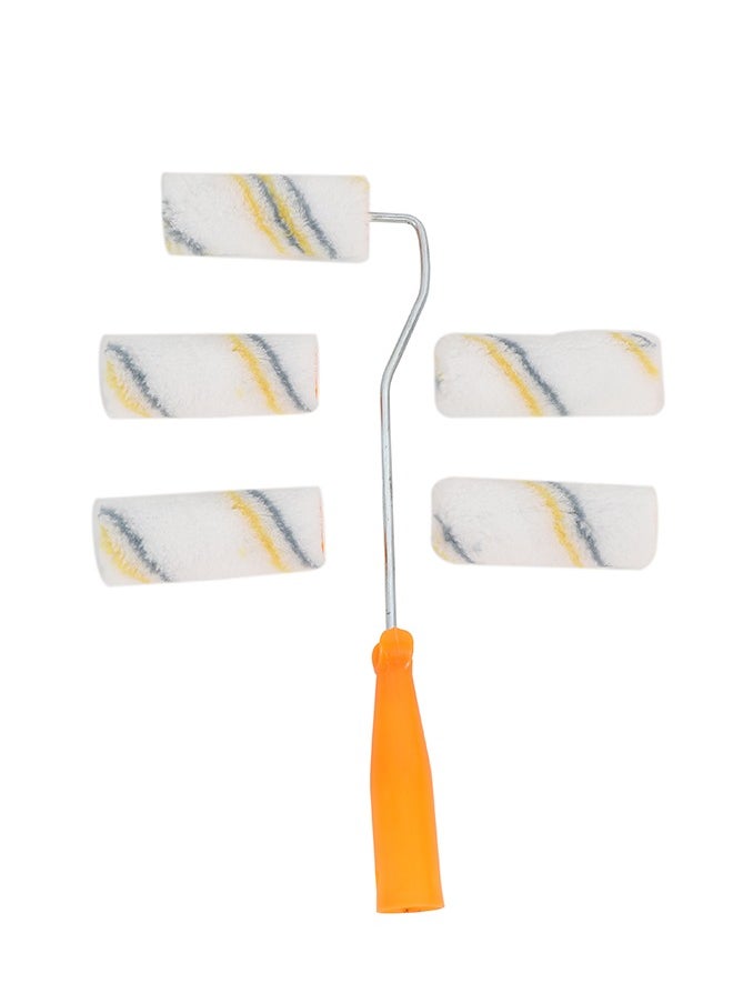 LAWAZIM - Painting Roll with Plastic Handle Set -5 Piece 4inch- Ergonomic Non-Slip Roller for Walls and Surfaces with Reusable Lint-Free Refills Paint Rollers for Home Improvement DIY Furniture Painting - Image 1