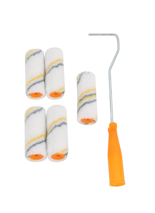 LAWAZIM - Painting Roll with Plastic Handle Set -5 Piece 4inch- Ergonomic Non-Slip Roller for Walls and Surfaces with Reusable Lint-Free Refills Paint Rollers for Home Improvement DIY Furniture Painting - Image 1