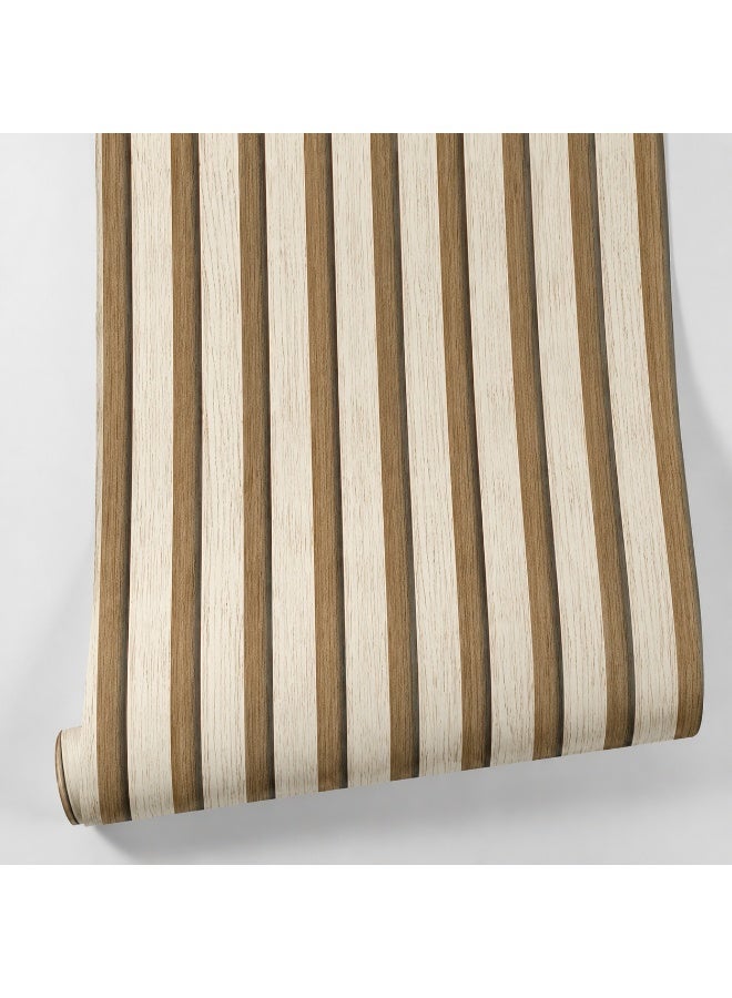 (45CM*1000CM) Beige Striped Home Decor Wallpaper, Waterproof and Oil-Proof, Peel and Stick, Self-Adhesive Wallpaper, for Bedroom, Living Room, Kitchen Wall Decoration, Autumn Decoration, Holiday Decoration - Image 4