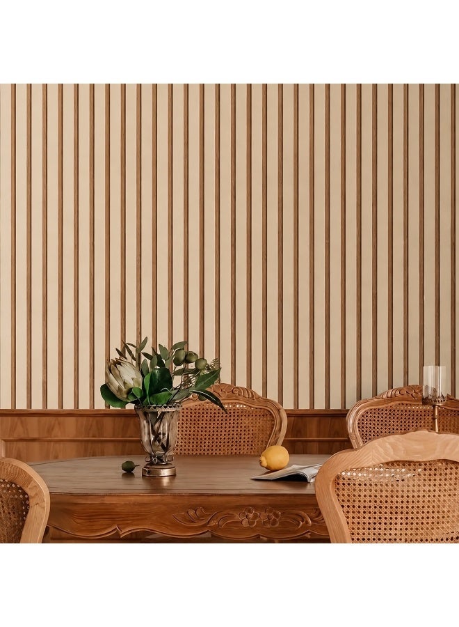 (45CM*1000CM) Beige Striped Home Decor Wallpaper, Waterproof and Oil-Proof, Peel and Stick, Self-Adhesive Wallpaper, for Bedroom, Living Room, Kitchen Wall Decoration, Autumn Decoration, Holiday Decoration - Image 5