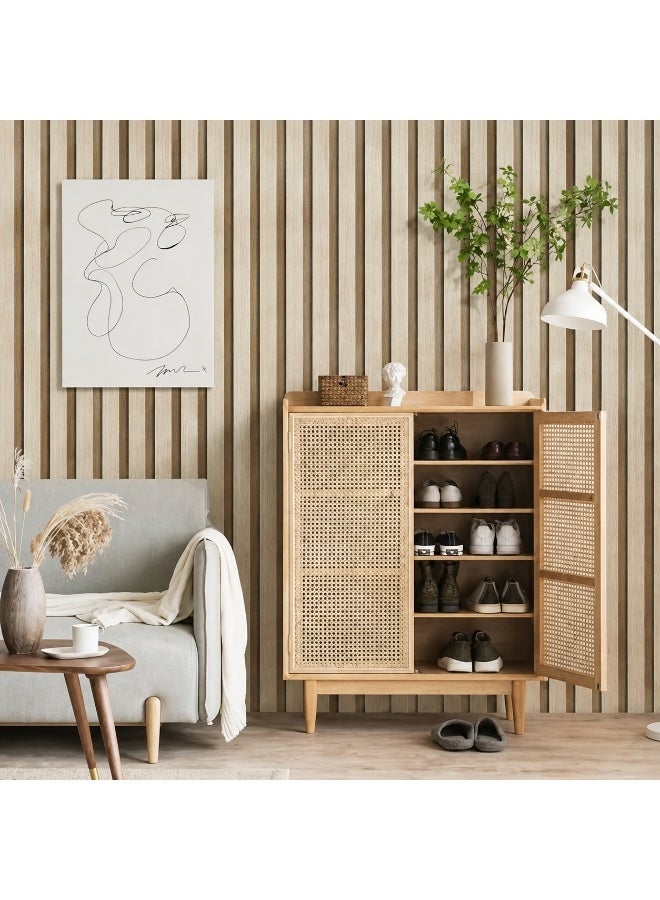 (45CM*1000CM) Beige Striped Home Decor Wallpaper, Waterproof and Oil-Proof, Peel and Stick, Self-Adhesive Wallpaper, for Bedroom, Living Room, Kitchen Wall Decoration, Autumn Decoration, Holiday Decoration - Image 2