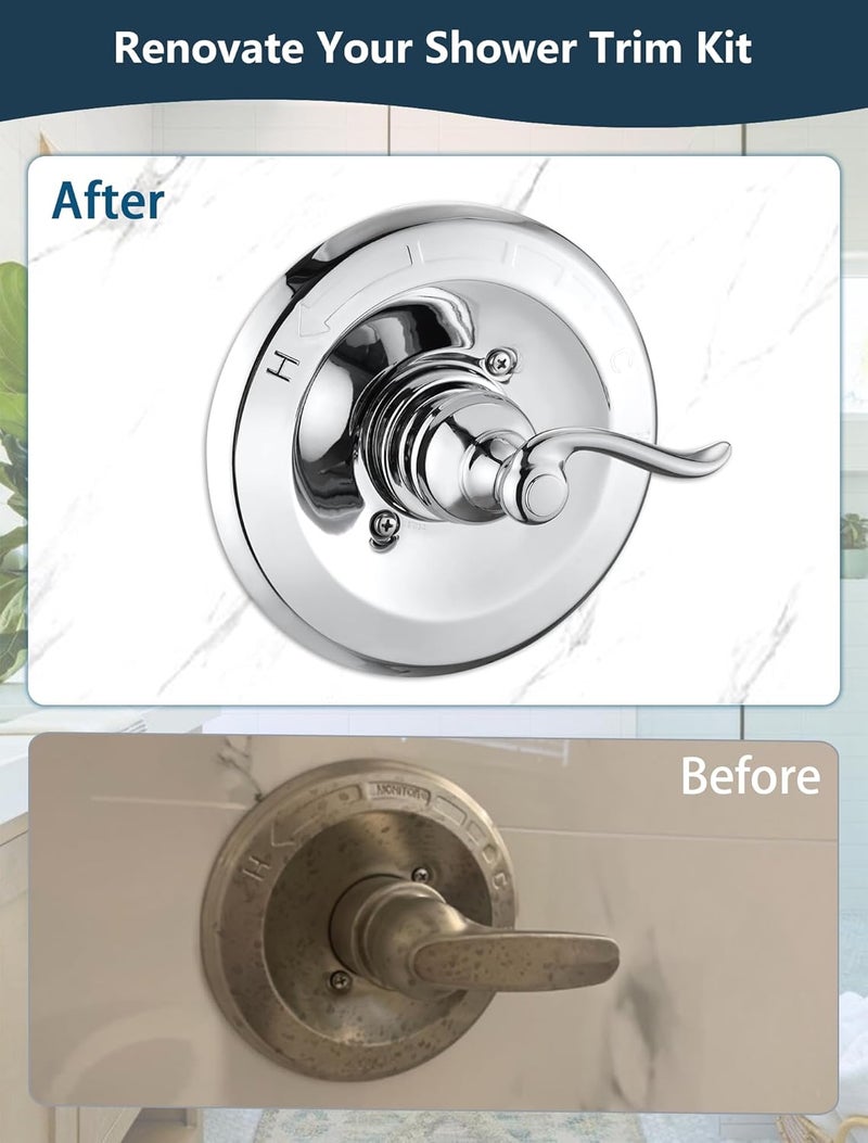 DLymtrx Shower Handle Replacement, Compatible for Delta 13/14 Series Tub Faucet BT14096, Chrome Single Metal Lever Handle - Image 4