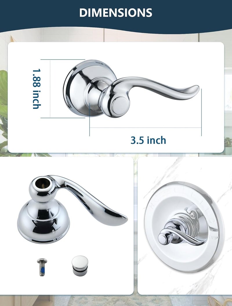 DLymtrx Shower Handle Replacement, Compatible for Delta 13/14 Series Tub Faucet BT14096, Chrome Single Metal Lever Handle - Image 5
