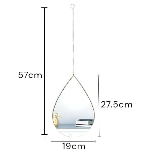 HOME ELEMENTS Plastic Oval Wall Mirror Set with Hanging Chain (Pack of 3), Modern Decorative Golden Frame Mirror for Aesthetic Room Decor, Bathroom, Bedroom, Living Room (Teardrop) - Image 4