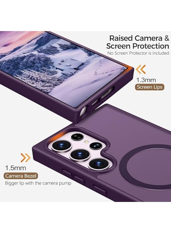 جراب مغناطيسي لهاتف Samsung Galaxy S23 Ultra، متوافق مع MagSafe، مقاوم للسقوط بدرجة عسكرية، شفاف غير لامع، جراب خلفي صلب رفيع واقٍ لهاتف Samsung S23 Ultra 5G، أرجواني غامق - Image 4