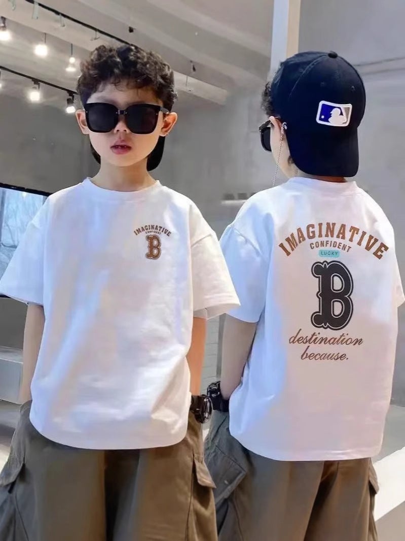 T-Shirt Boys Short-Sleeved Summer Popular Internet Celebrity Cartoon Print Medium And Large Kidsren'S Clothing Kidsren'S Tops Round Neck T-Shirt - Image 2