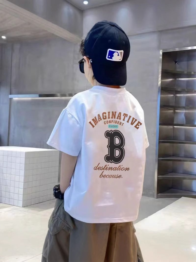 T-Shirt Boys Short-Sleeved Summer Popular Internet Celebrity Cartoon Print Medium And Large Kidsren'S Clothing Kidsren'S Tops Round Neck T-Shirt - Image 4