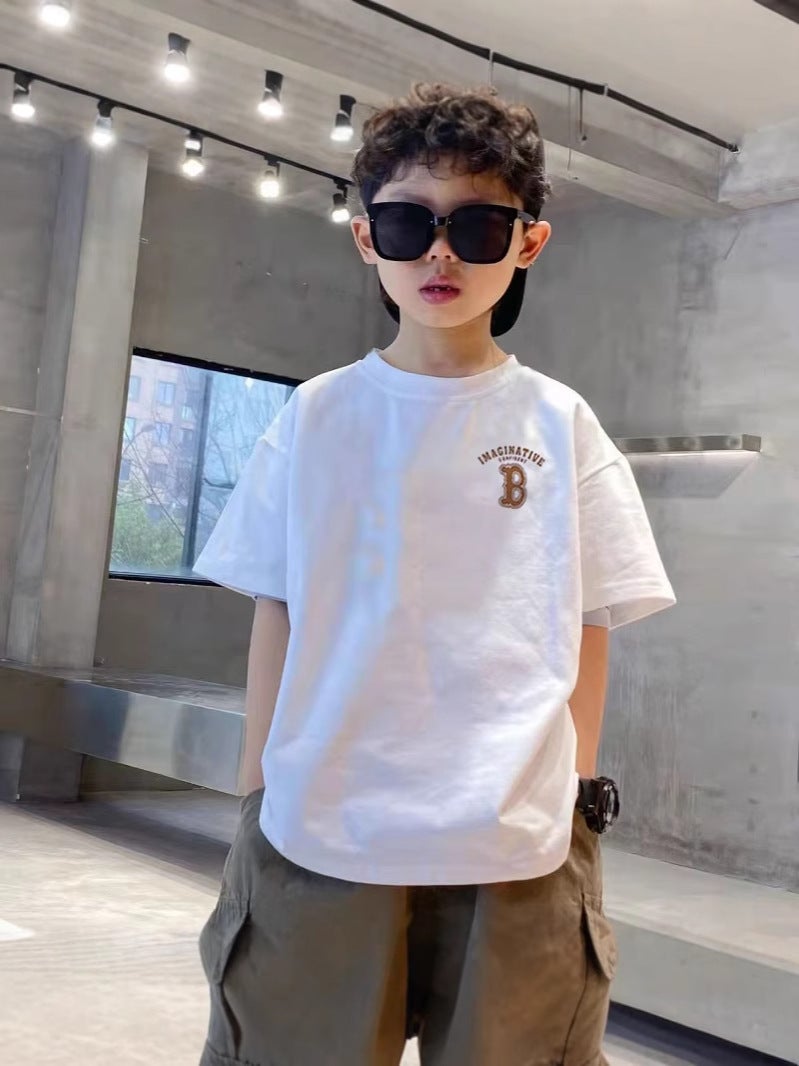 T-Shirt Boys Short-Sleeved Summer Popular Internet Celebrity Cartoon Print Medium And Large Kidsren'S Clothing Kidsren'S Tops Round Neck T-Shirt - Image 3