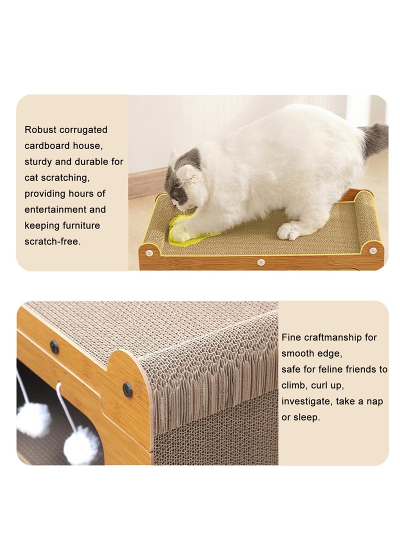 Cat scratching board, cat toy, double-layer, scratch-resistant and crumb-free, large space cat bed with plush cat ball, 32 screws fixed, stable and durable, suitable for indoor cats and kittens under 12kg