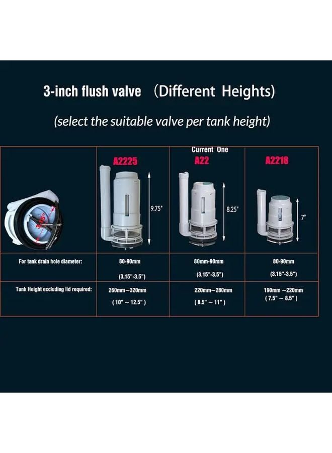 3 Inch Dual Flush Valve 9 75 Height Toilet Repair Kit High Pressure Water Tank Parts - Image 4
