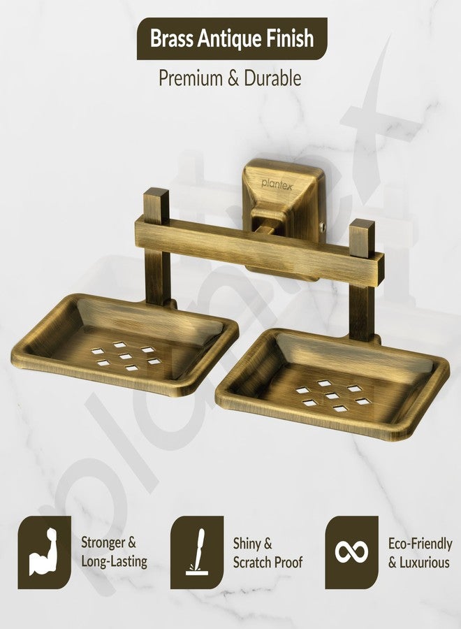 Plantex 304 Grade Stainless Steel Double Soap Holder for Bathroom/Dual Soap Dish/Soap Stand/Bathroom Accessories - Squaro (Brass Antique) - Image 4