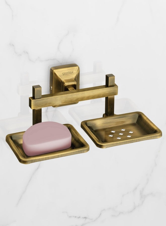 Plantex 304 Grade Stainless Steel Double Soap Holder for Bathroom/Dual Soap Dish/Soap Stand/Bathroom Accessories - Squaro (Brass Antique) - Image 1