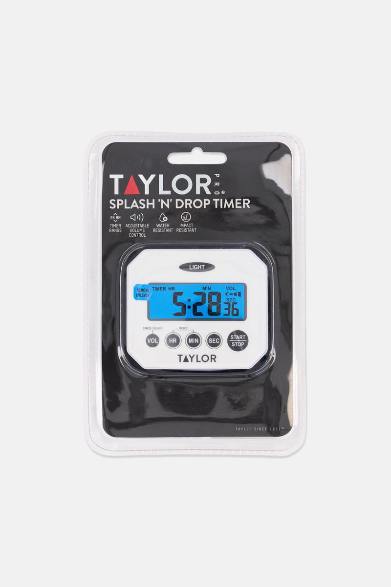 Taylor Pro Splash N Drop Digital Timer With Volume Settings, White - Image 1