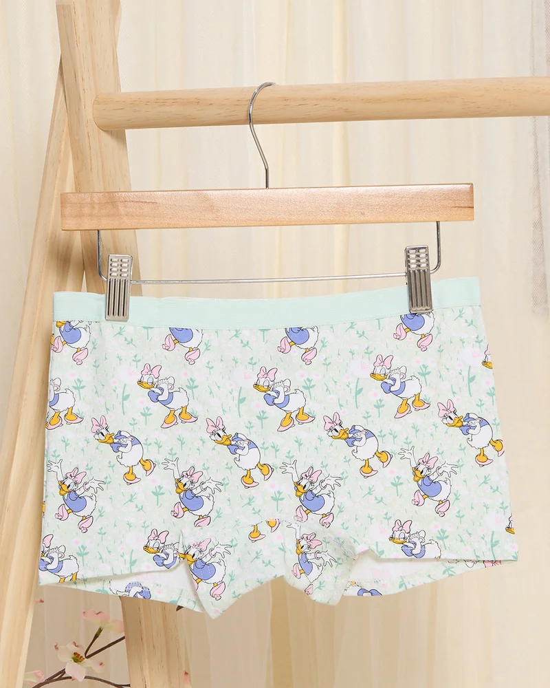 Redtag Senior Girls Green Daisy Duck Boxer Brief Set (Pack of 2)