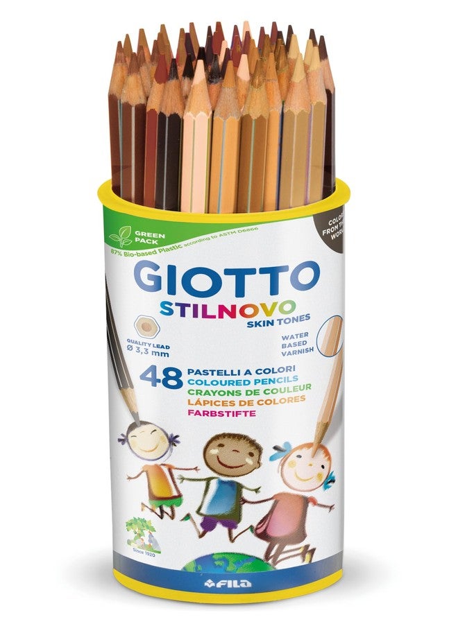 Giotto Stilnovo Skin Tones Colouring Pencils, 4 x 12 Assorted Colours, Ideal for Children, Parties and Schools