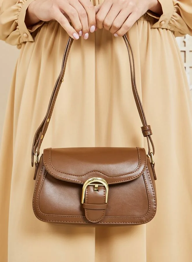Styli Belted Design Flap Shoulder Bag