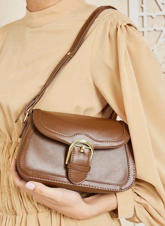 Styli Belted Design Flap Shoulder Bag