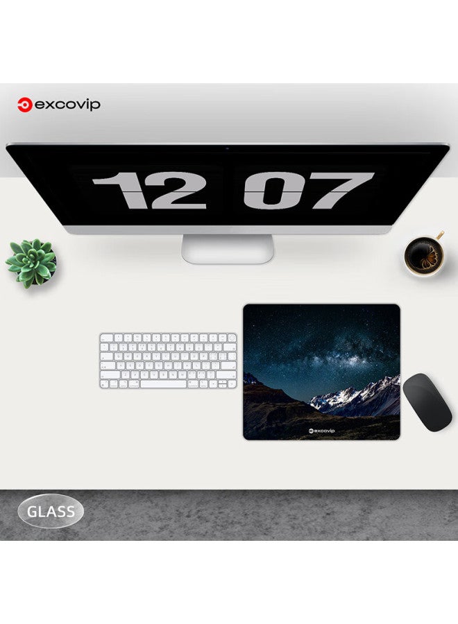 Exco Glass Mouse Pad, Professional Gaming Photovoltaic Mouse Pad, Hard Keyboard Desk Pad, Computer Office Laptop Large Pad 300*260mm, Snow Mountain Starry Sky 0161 - Image 3