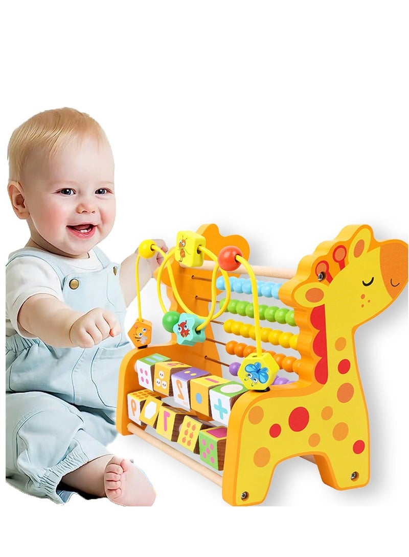 PYEBE Wooden Activity Cube Toddler Activity Center Baby Play Cube Bead Maze - Image 1