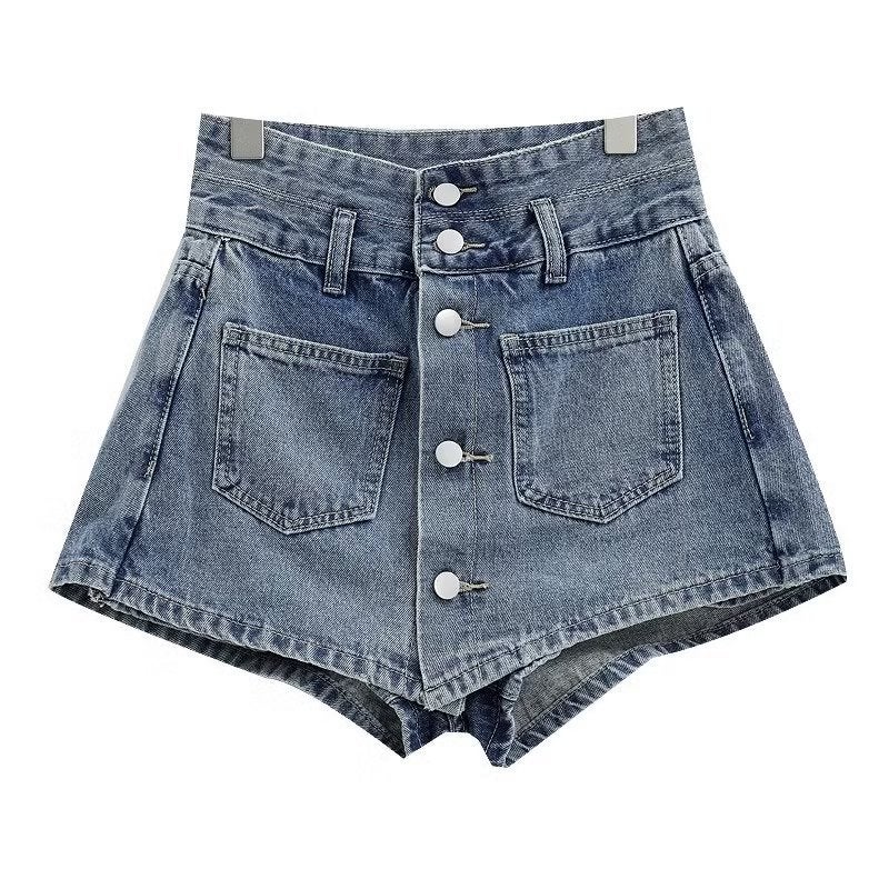 2024 American Ins Retro Old-Fashioned Fake Two-Piece Denim Skirt Women'S Design Girl Pants Skirt - Image 1