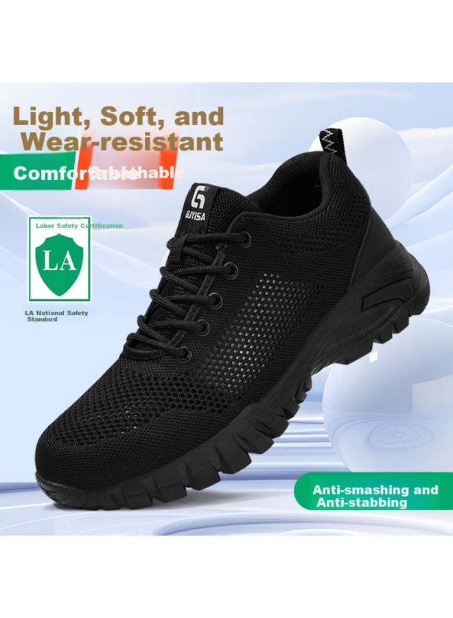 JUNBU Junbu Safety Shoes For Men, Summer Breathable Steel Toe Cap, Anti-smashing, Anti-puncture, Lightweight, Odor-resistant, Construction Site Work Shoes 1125t Size 39 - Image 1