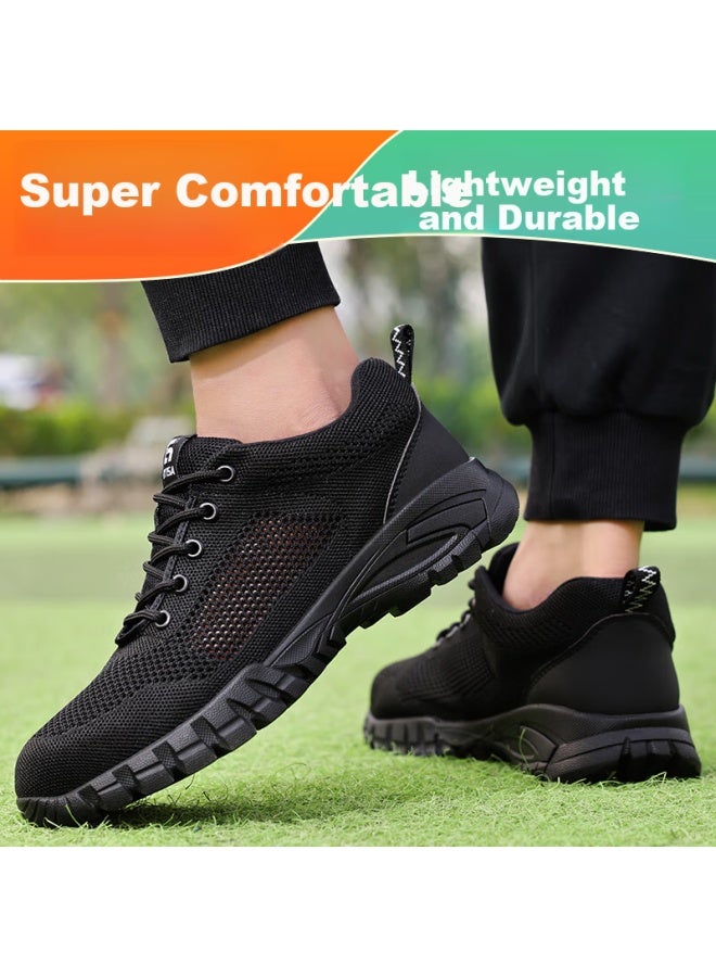 JUNBU Junbu Safety Shoes For Men, Summer Breathable Steel Toe Cap, Anti-smashing, Anti-puncture, Lightweight, Odor-resistant, Construction Site Work Shoes 1125t Size 39 - Image 2