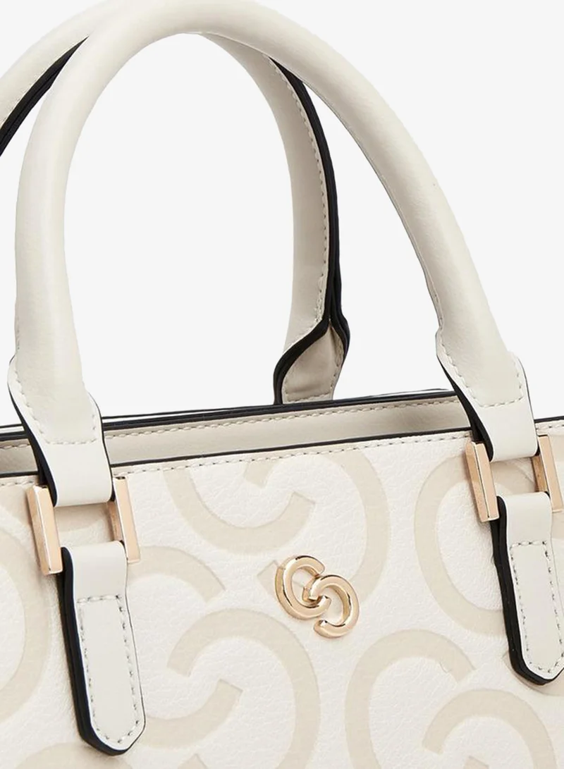 Celeste BEIGE Monogram Debossed Tote Bag With Adjustable Strap for Women | Best Price UAE