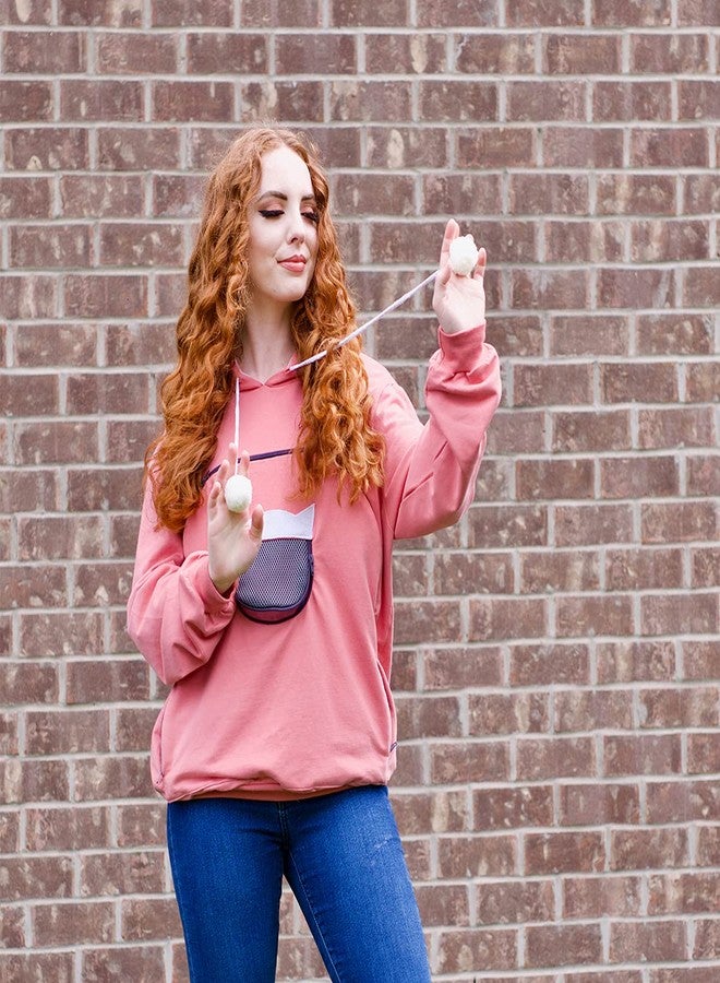 ALYC Pet Carrier Hoodie Cat Dog Pouch Holder Sweatshirt Large Pocket Pullover Shirt with Cat Ear for Women, Pink, 3XL - Image 3