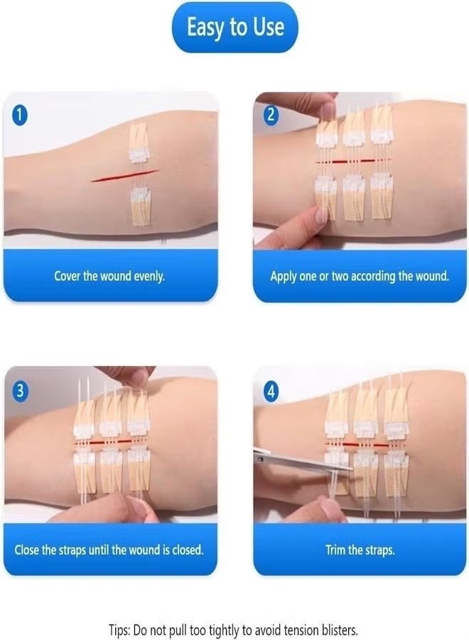 3 Pcs Zip Stitch Wound Closure Device Emergency Zipstitch Laceration Kit Bandages with sterile Strips Painless Laceration Repair Without Stitches Wound Care First Aid - Image 3