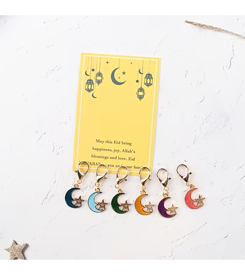 Ramadan Moon Star Pocket Hug Cards 12pcs Set with Keychain Gift - Image 4