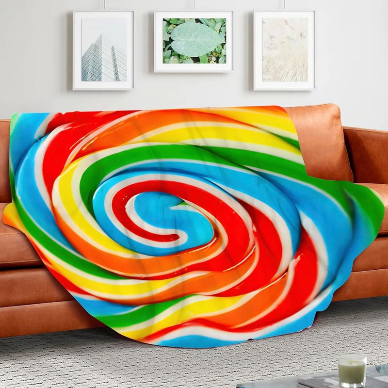 Abaysto Rainbow Lollipop Throw Blanket for Nursery Toddler Baby Kids Plush Round Blanket Gifts for Boys,Girls 90CM - Image 4
