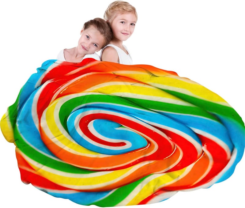 Abaysto Rainbow Lollipop Throw Blanket for Nursery Toddler Baby Kids Plush Round Blanket Gifts for Boys,Girls 90CM - Image 5