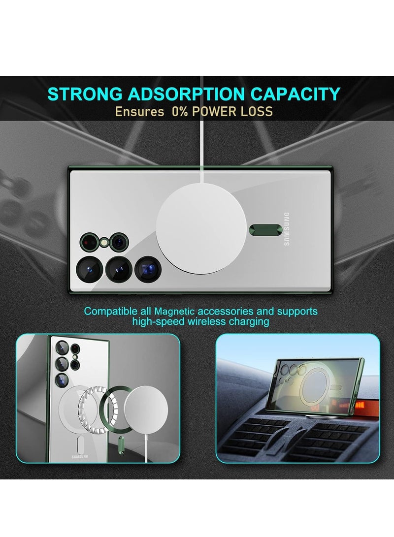 ELTRAZONE Case Compatible with Samsung Galaxy S25 Ultra 6.8" | Clear Magnetic Case for Wireless Charging | Shockproof Camera Protection | Soft TPU Bumper Cover | Scratch-Resistant & Slim Fit | Anti-Yellowing Transparent Design Green - Image 3