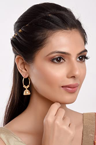 Efulgenz Indian Hoop Earrings Traditional Wedding Bridal Bollywood Jewelry Jhumka Jhumki Dangle Earrings Set Indian Jhumkas for Women - Image 3