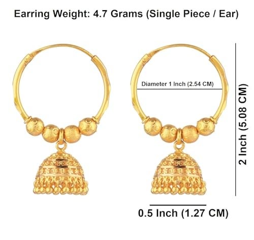 Efulgenz Indian Hoop Earrings Traditional Wedding Bridal Bollywood Jewelry Jhumka Jhumki Dangle Earrings Set Indian Jhumkas for Women - Image 4