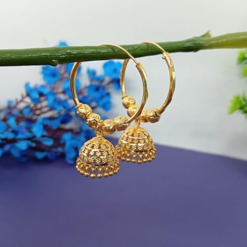 Efulgenz Indian Hoop Earrings Traditional Wedding Bridal Bollywood Jewelry Jhumka Jhumki Dangle Earrings Set Indian Jhumkas for Women - Image 2